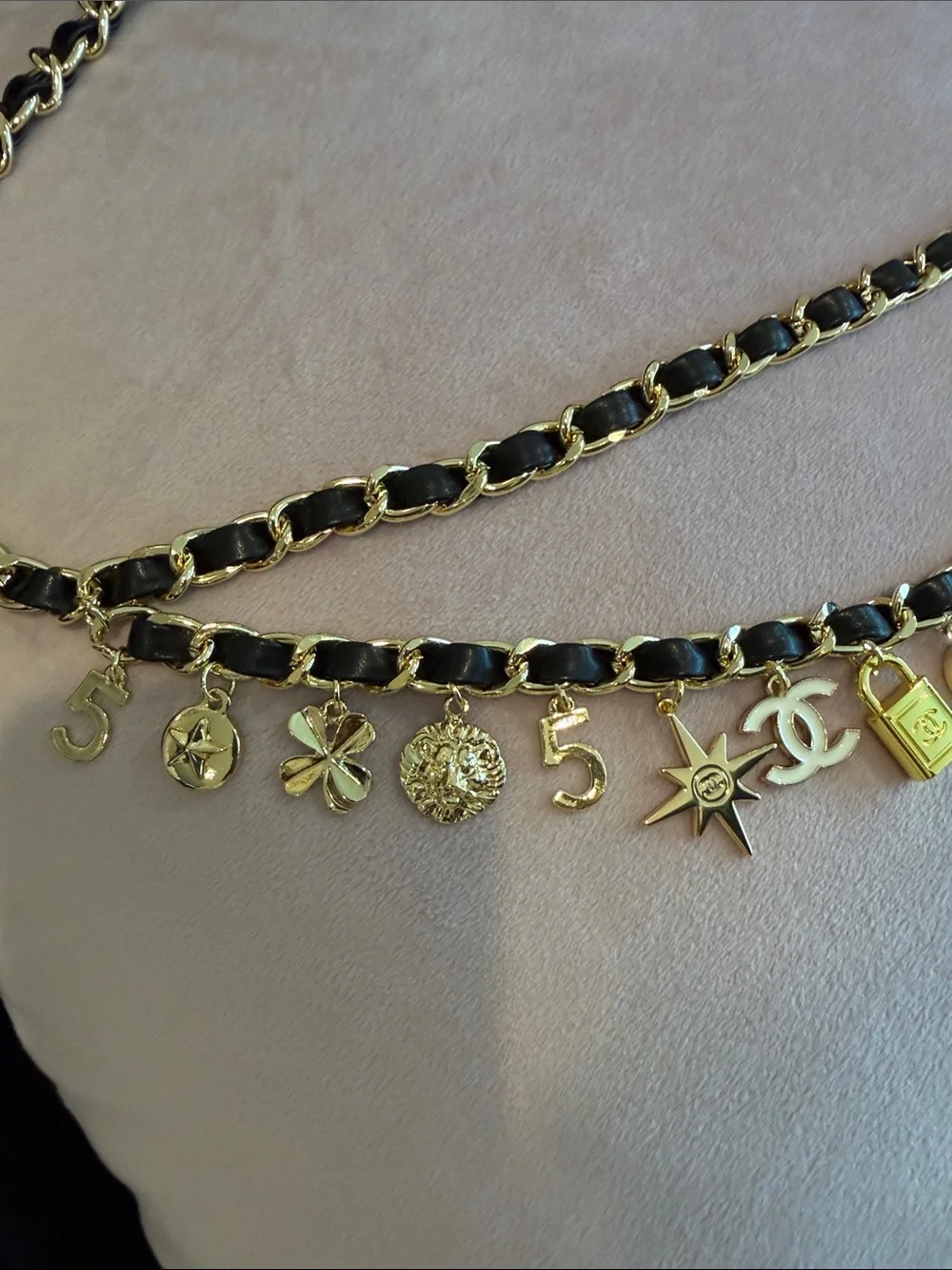 CHANEL Black and Gold Charm Chain Belt - Picture 12 of 15